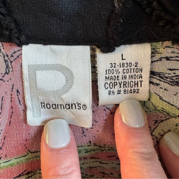 Vintage Roaman's Black Jacket Vibrant Floral Embroidery Yellow Blue Pink Large - Picture 11 of 16